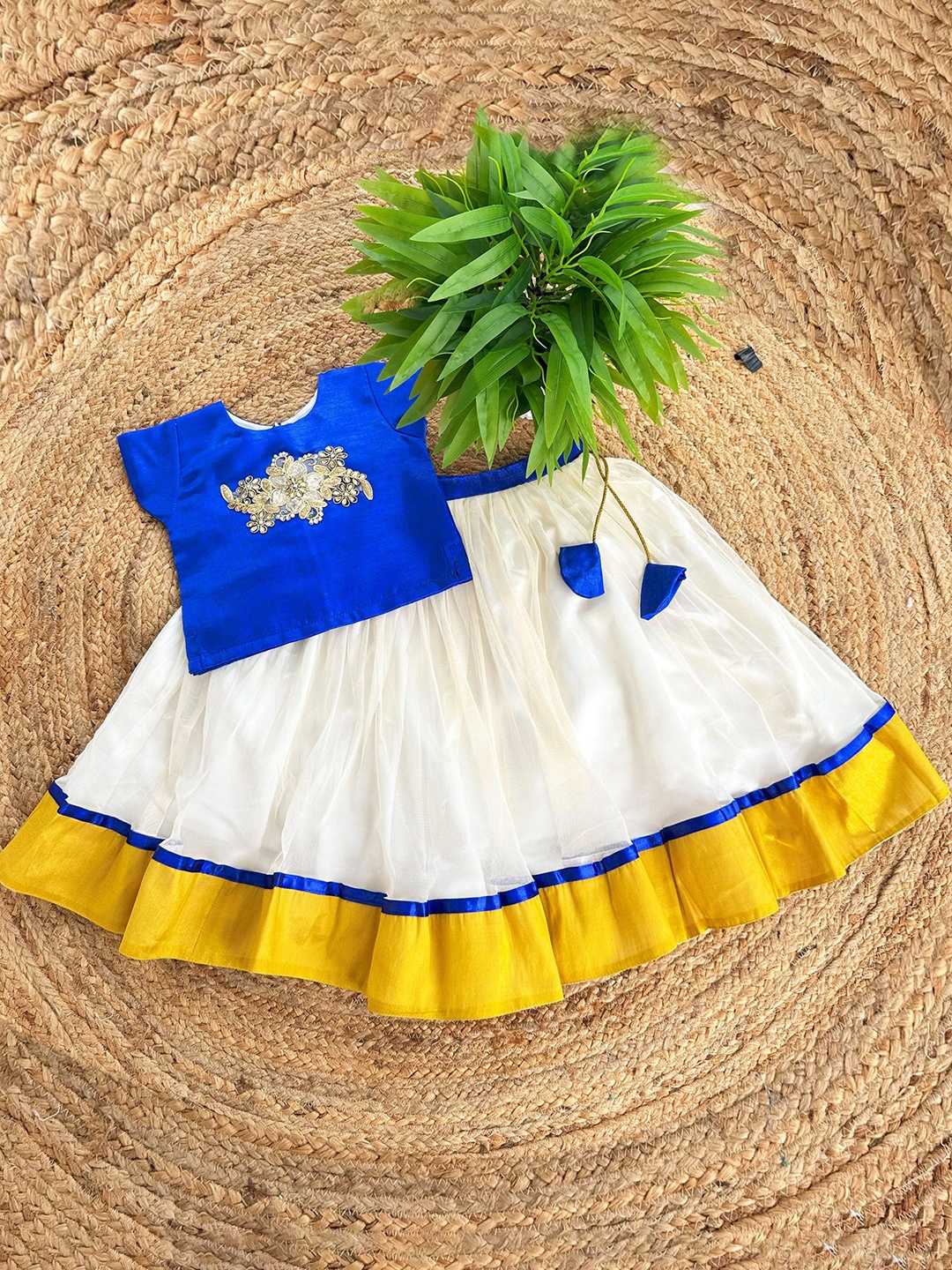 

STANWELLS KIDS Girls Embroidered Printed Lehenga Choli Dark Blue Dress