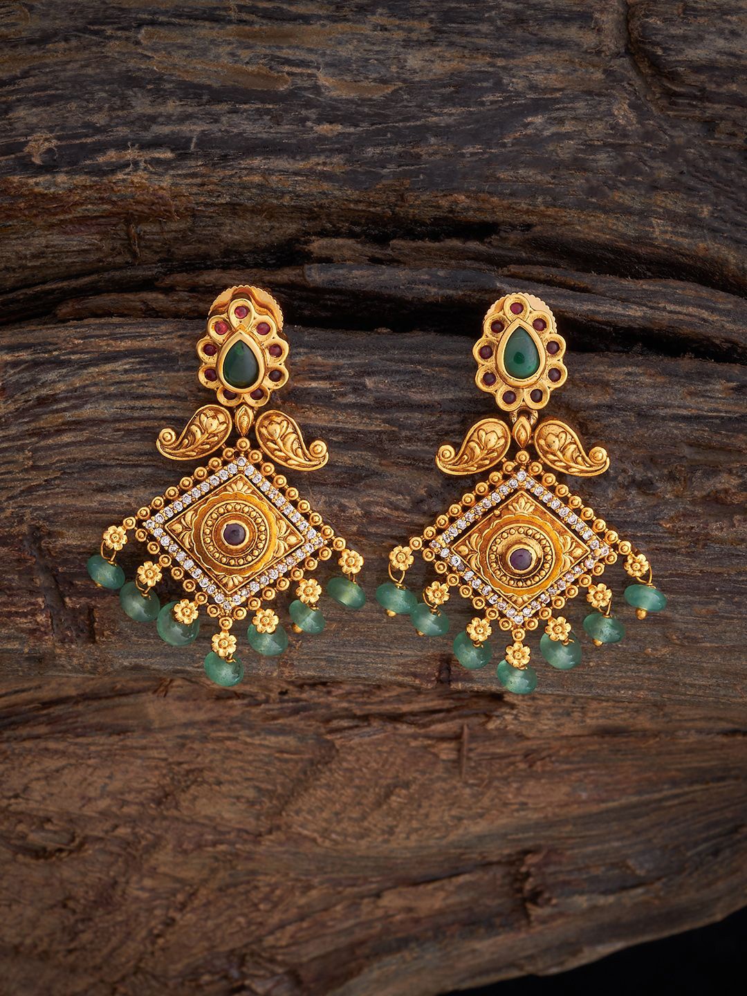 

Kushal's Fashion Jewellery Geometric Drop Earrings, Red