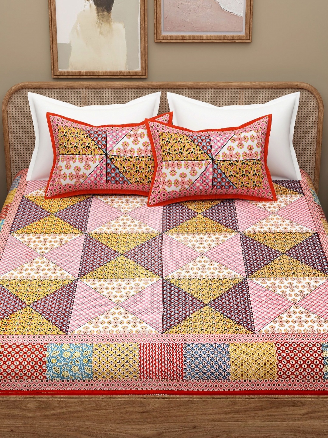 

Adwitiya Red & Yellow 300 TC Pure Cotton Double King Bedsheet Set 2.74 m x 2.74 m