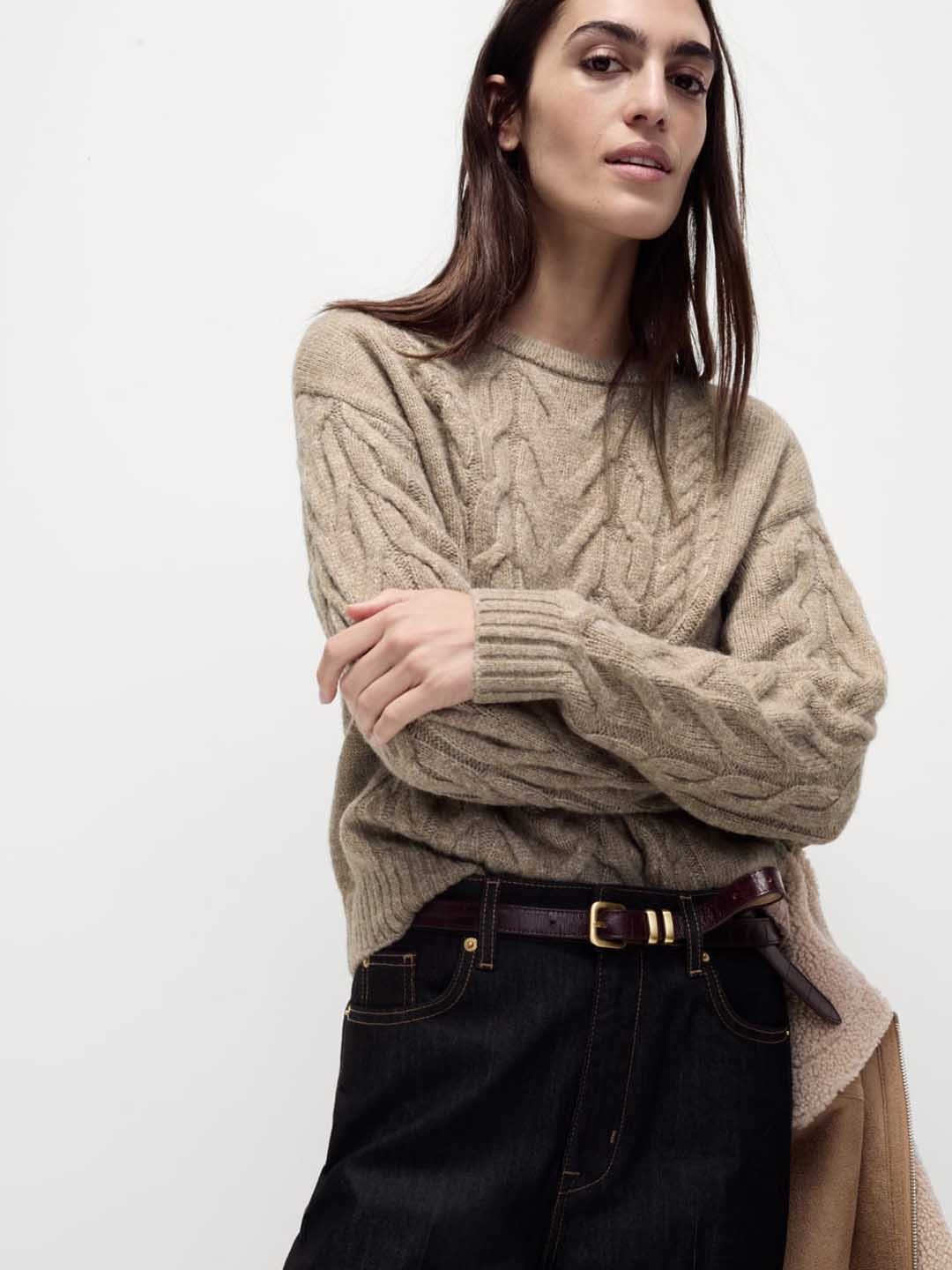 

Marks & Spencer Women Cable Knit Pullover Sweater, Brown