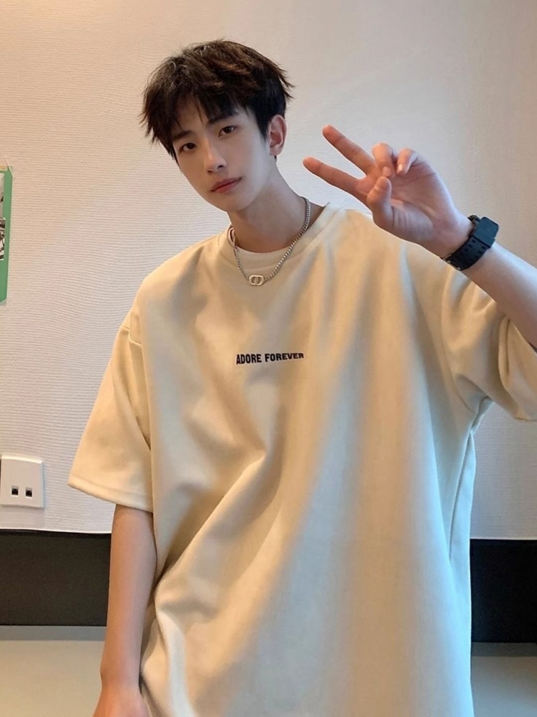 

HERE&NOW Men Typography Printed Round Neck Oversized T-shirt, Cream