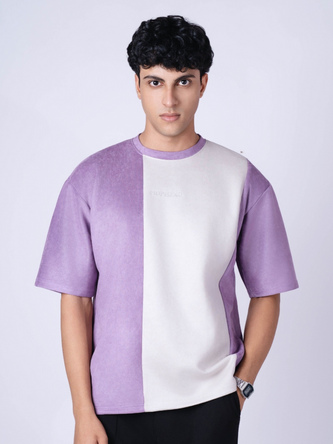 

HOP HEAD Men Dual Tone Suede Shirt, Purple