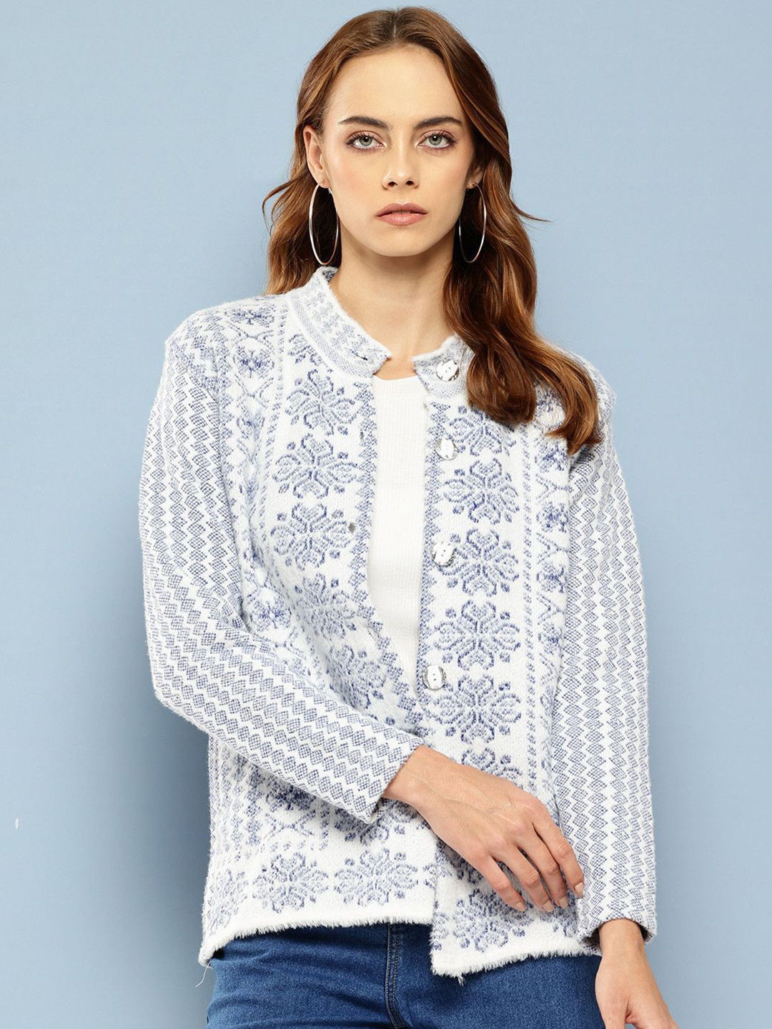

BAESD Women Woollen Cardigan, Blue