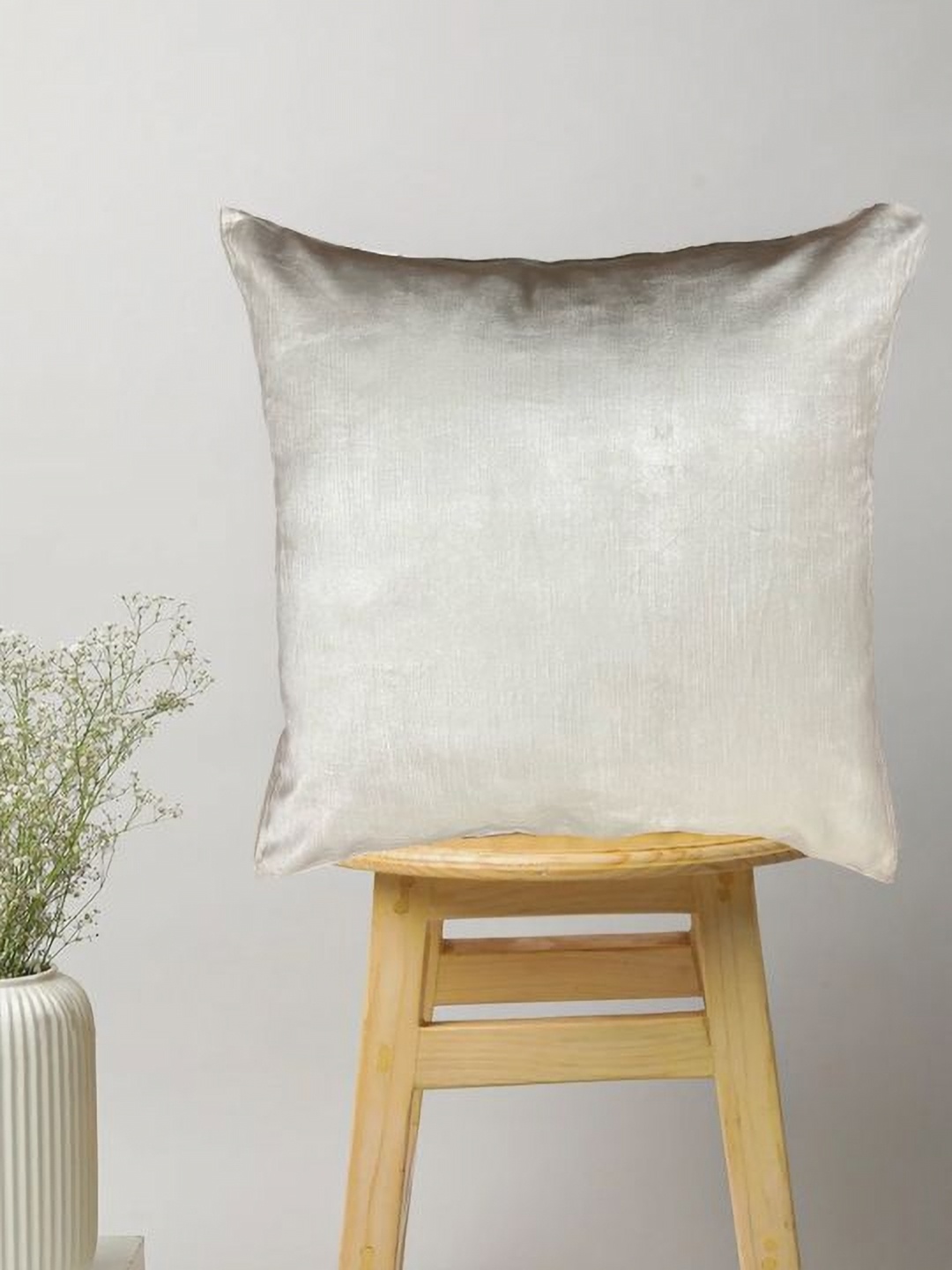 

SAJAVAT Beige Embroidered Pure Cotton Square Cushion Cover