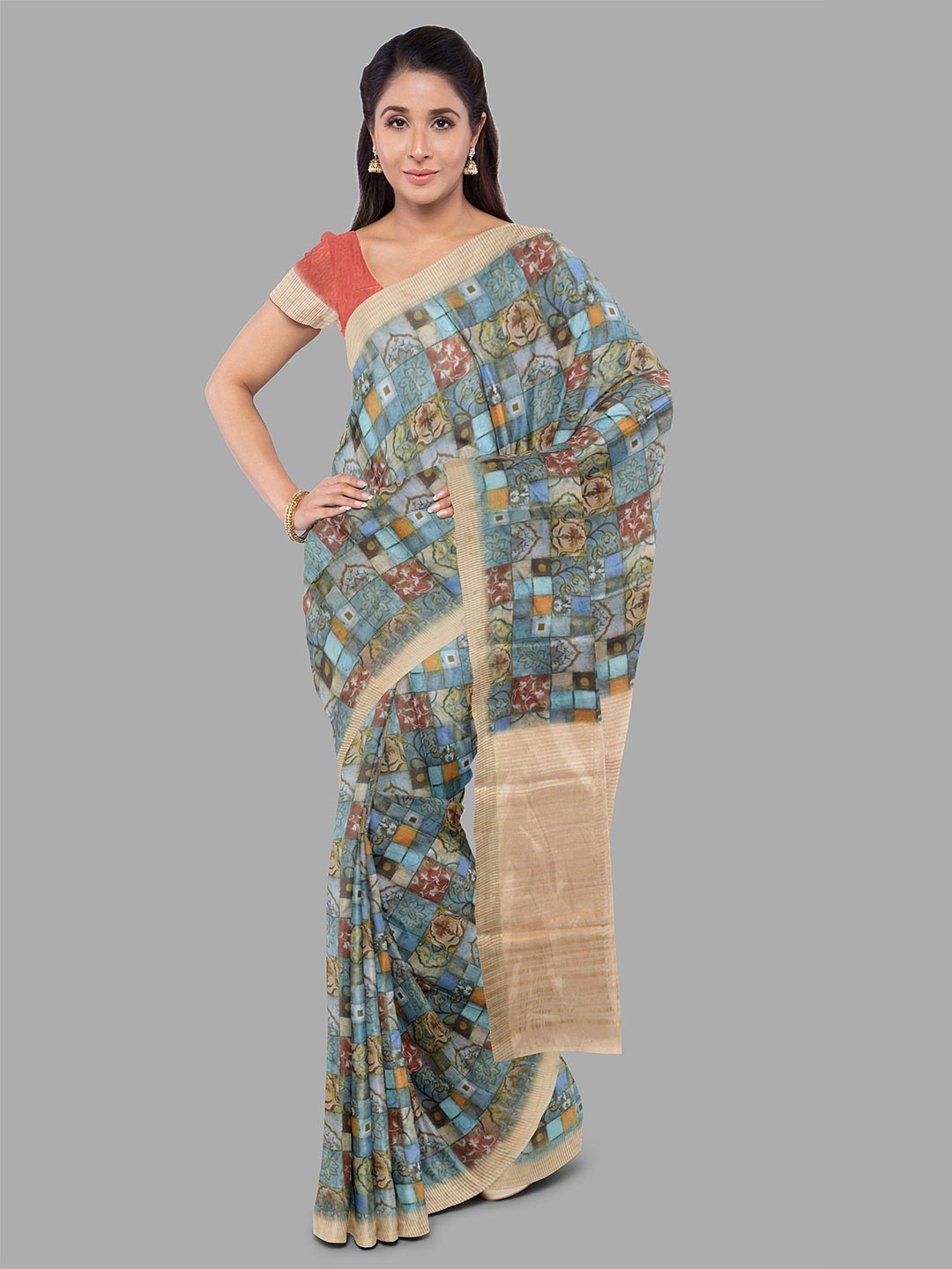 

The Chennai Silks Ethnic Motifs Printed Banarasi Saree, Blue