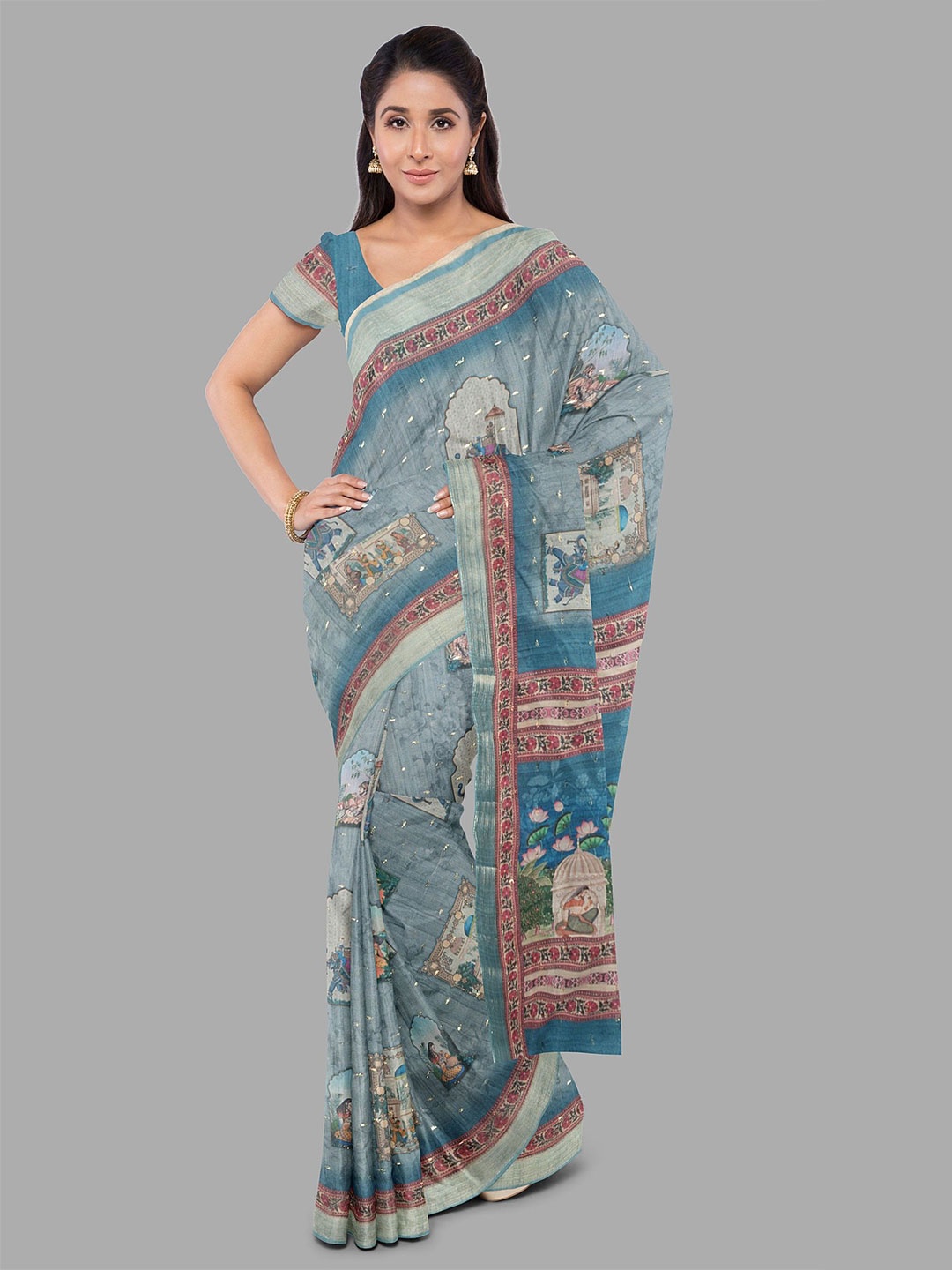 

The Chennai Silks Ethnic Motifs Banarasi Saree, Grey
