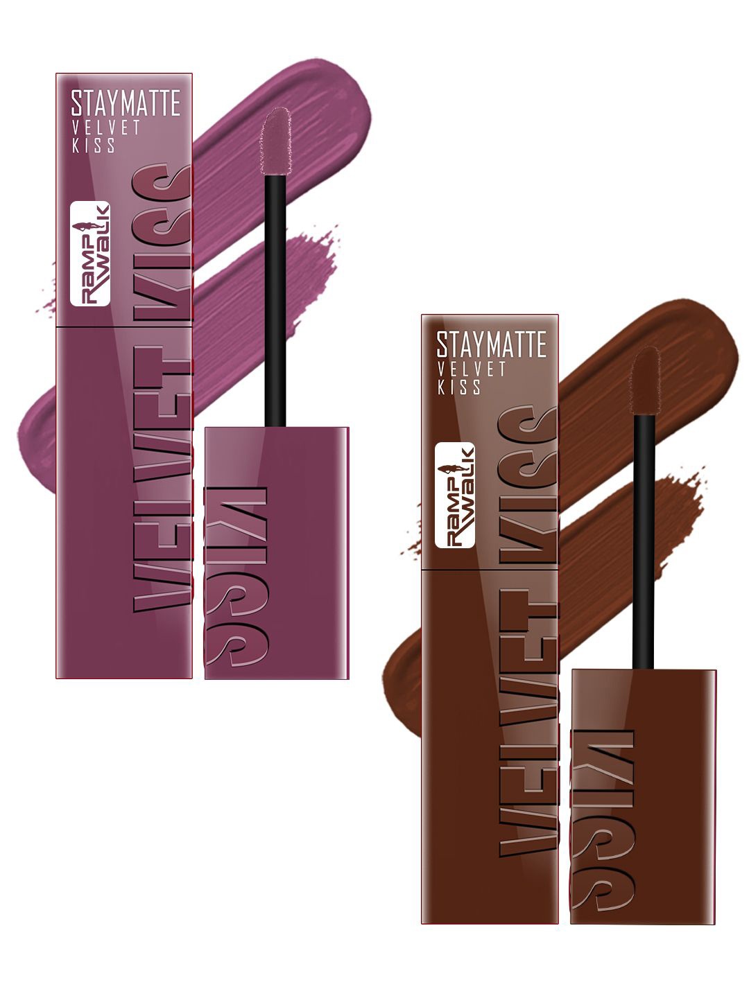 

Ramp Walk Velvet Kiss Set Of 2 Lipstick - 3.5 ml Each -Dark Muave - 06 - Dark Brown - 07