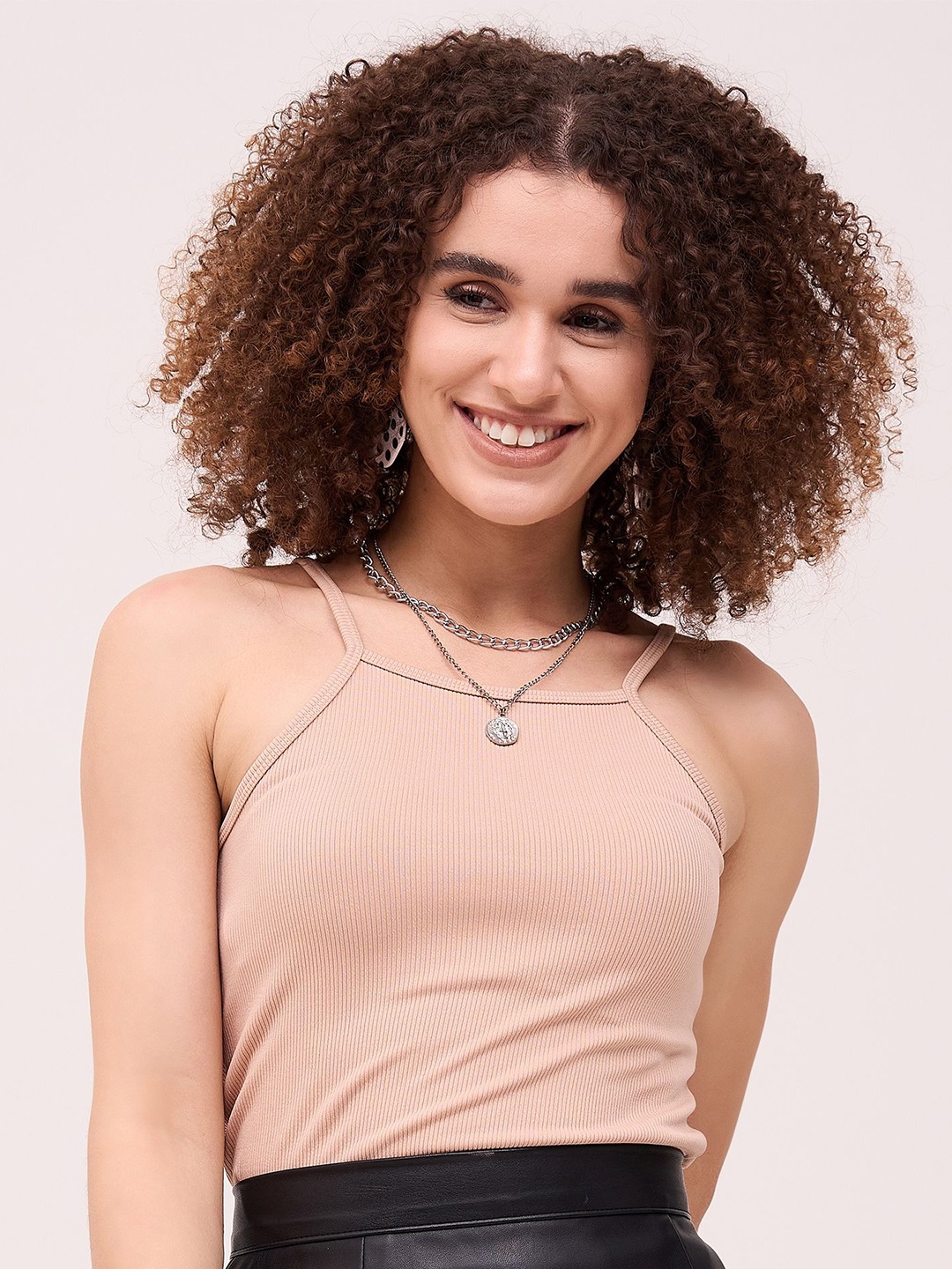 

Mayra Women Shoulder Straps Crop Top, Beige