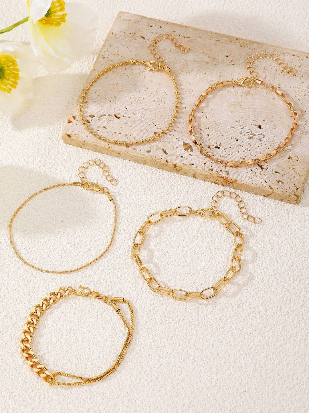 

Jewels Galaxy Set Of 5 Gold-Plated Charm Bracelet