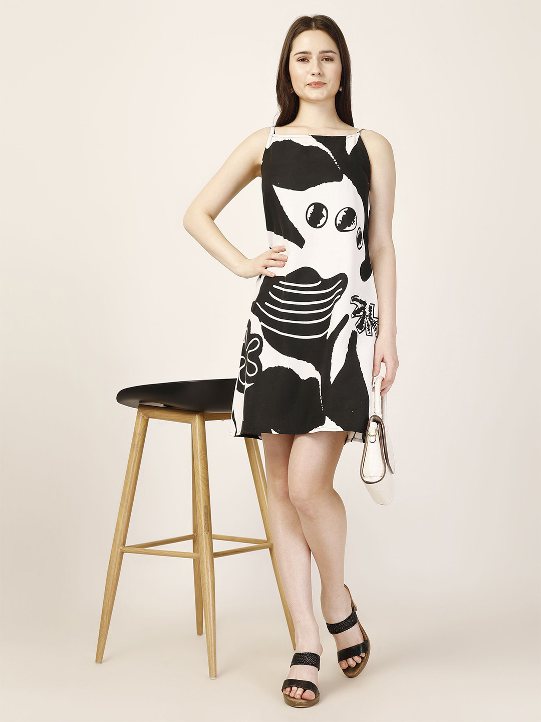 

DressBerry Women Print A-Line Dress, Black