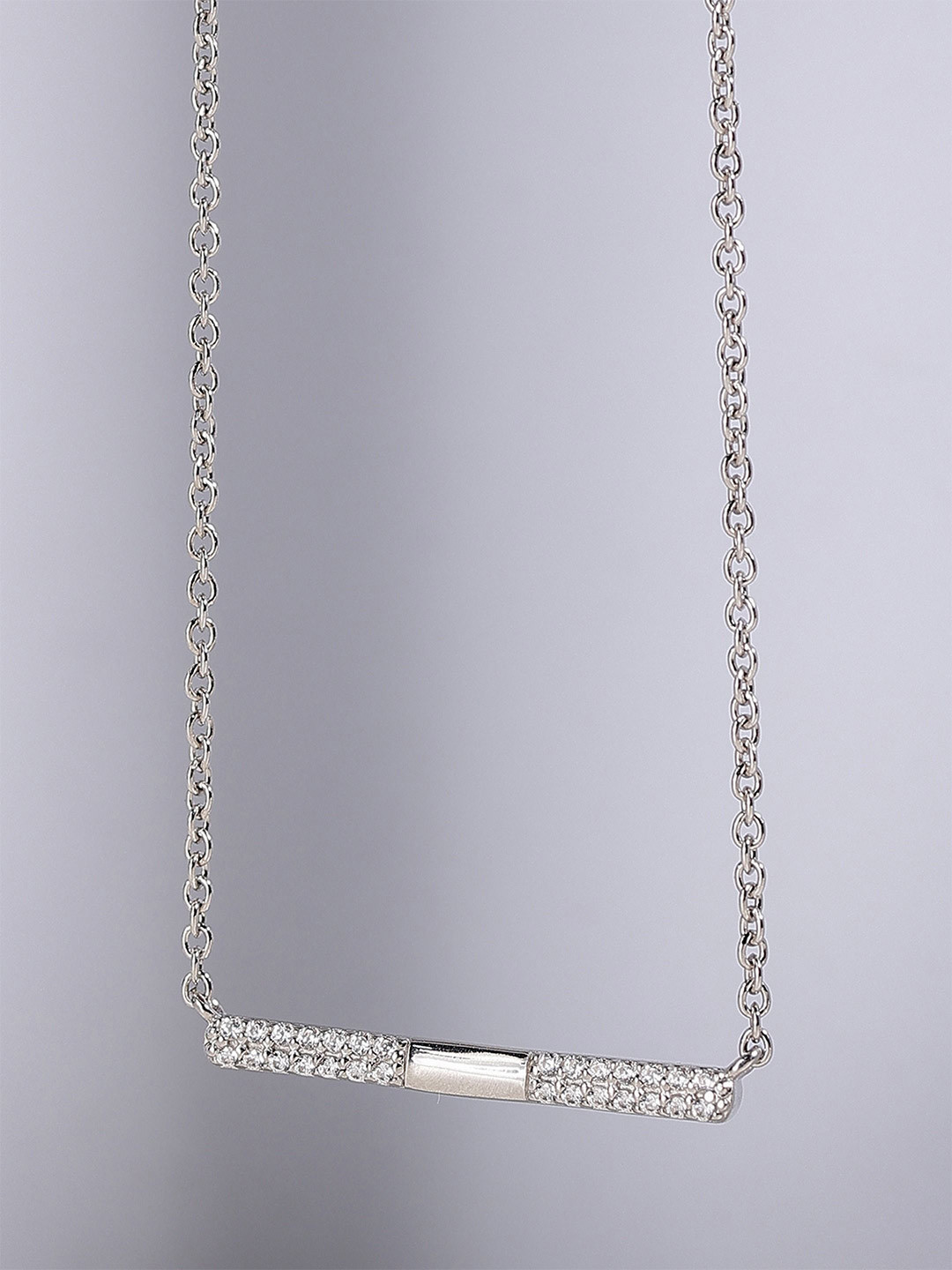 

DIAVO 925 Sterling Silver Rhodium-Plated Cubic Zirconia Stone Studded Chain