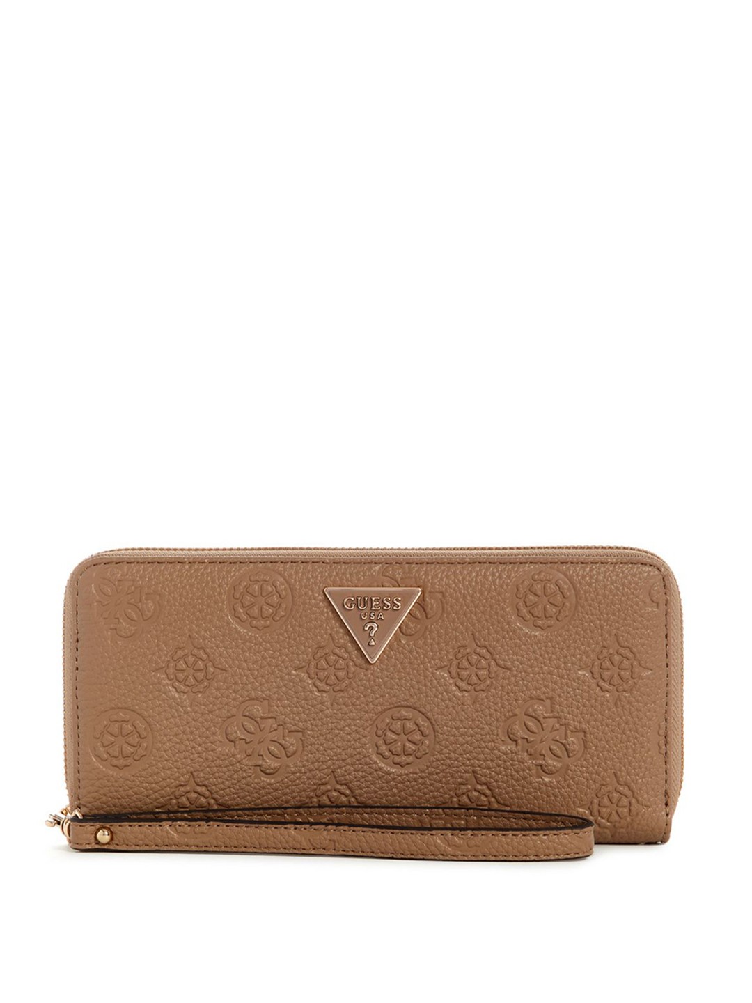 

GUESS Women Textured PU Zip Around Wallet, Brown