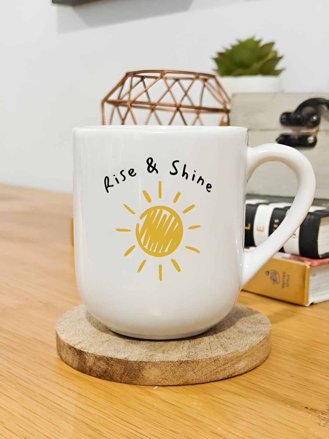 

One Posh Home White & Yellow Printed Ceramic Mug 250ml