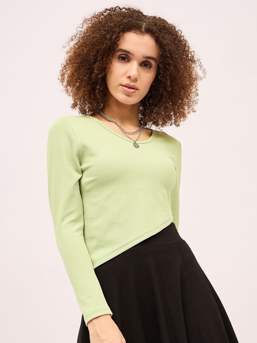 

Mayra Women Ribbed Top, Green