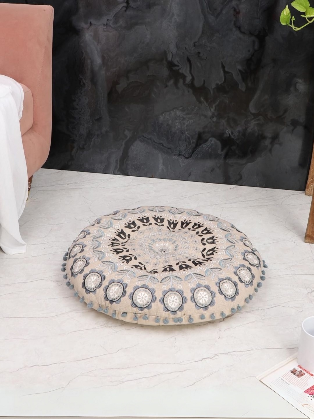 

Decoghar Grey & Beige Printed Cotton Floor Cushion