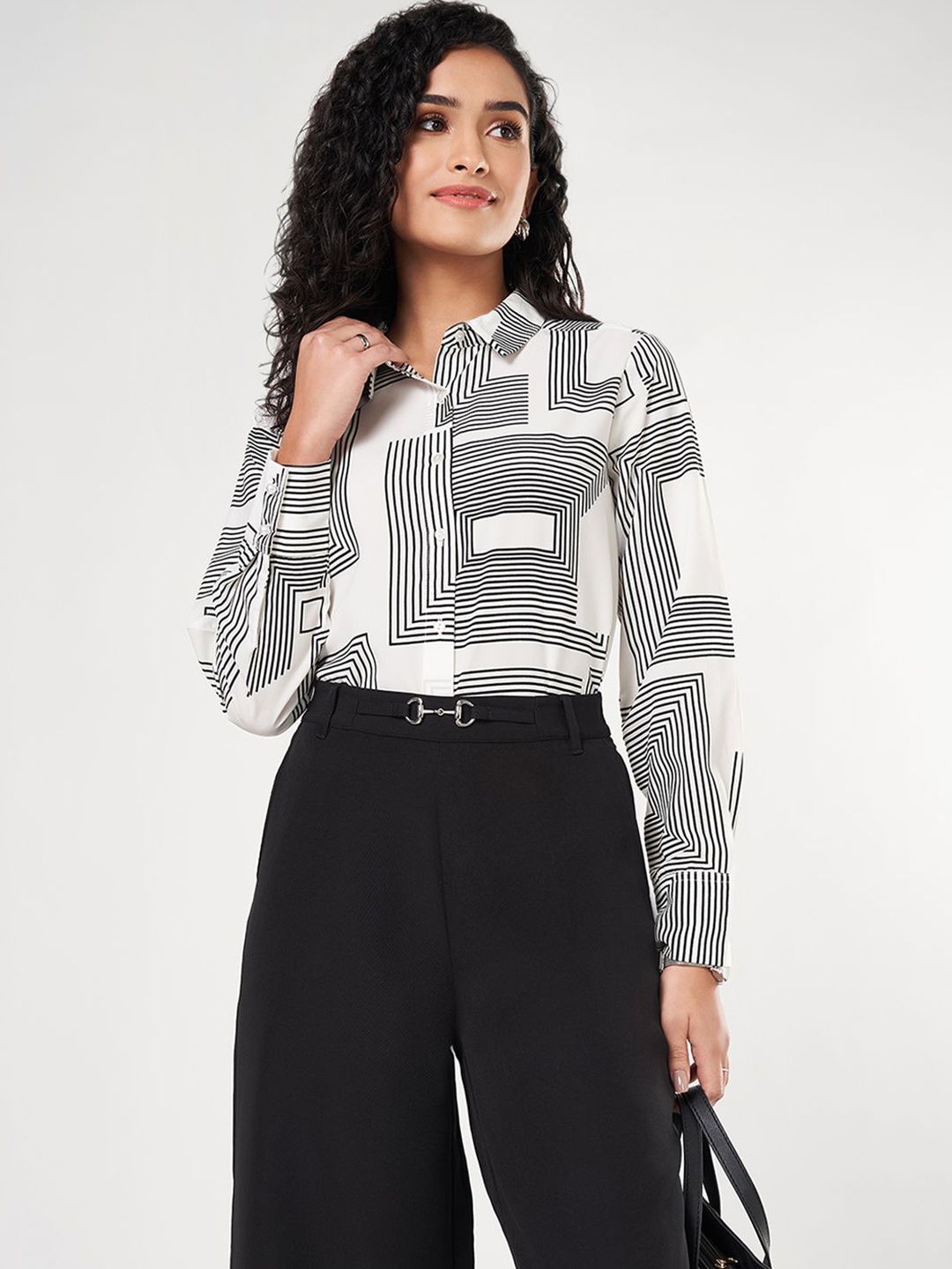 

Annabelle by Pantaloons Women Printed Shirt Style Top, Off white