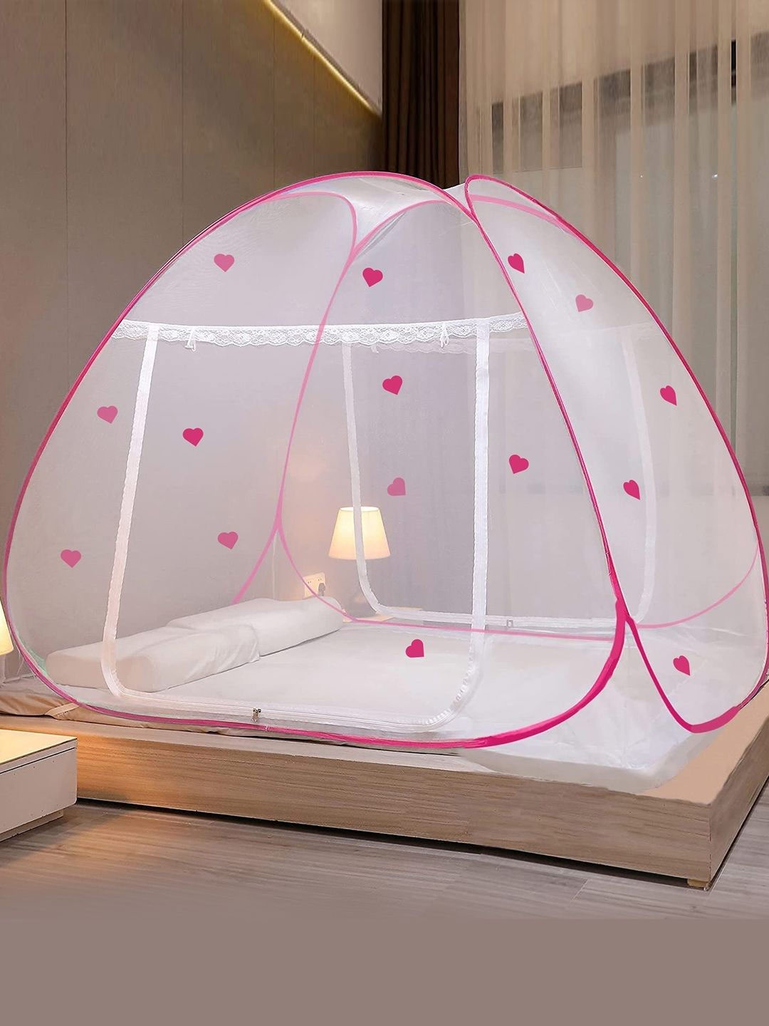 

Evafly Pink & White King Size Tent Mosquito Net