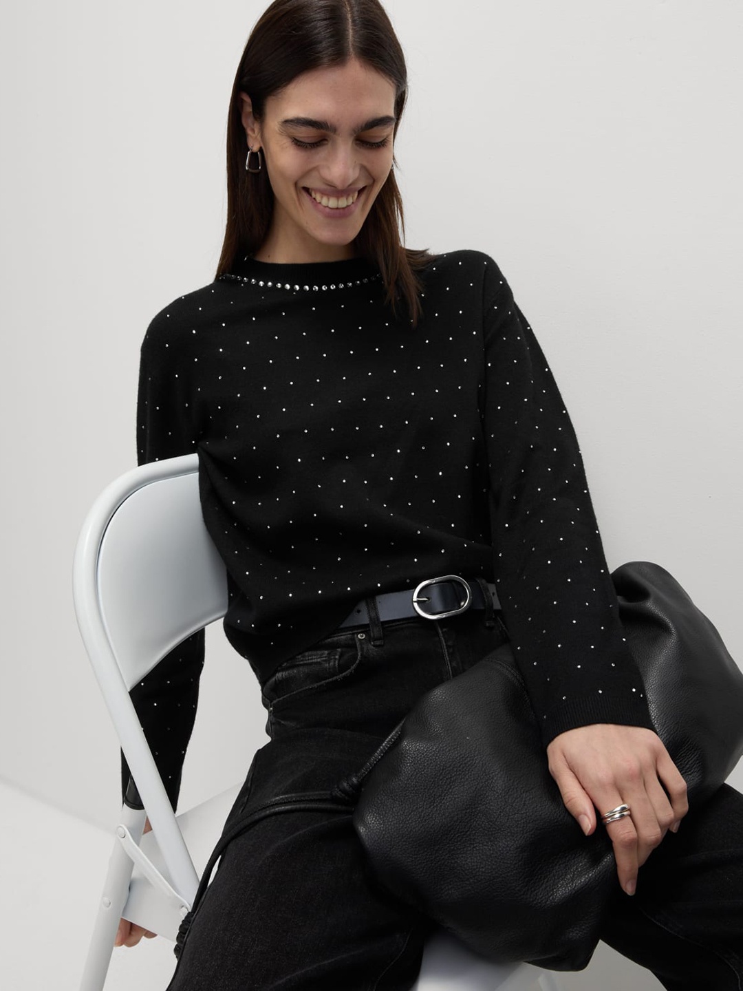 

Marks & Spencer Women Embroidered Pullover with Embroidered Detail, Black