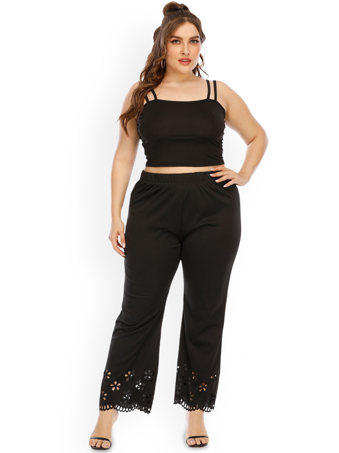 

StyleCast Curve Women Loose Fit Easy Wash Pleated Trousers, Black