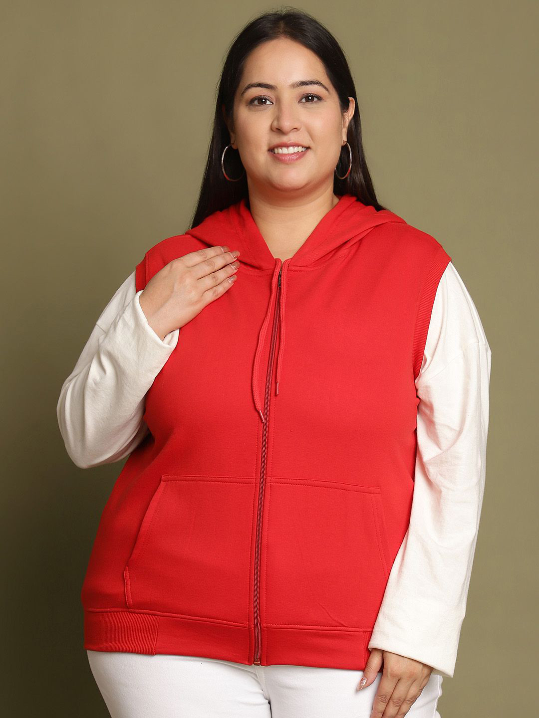 

UnaOne Women Plus Size Hooded Sweatshirt, Red
