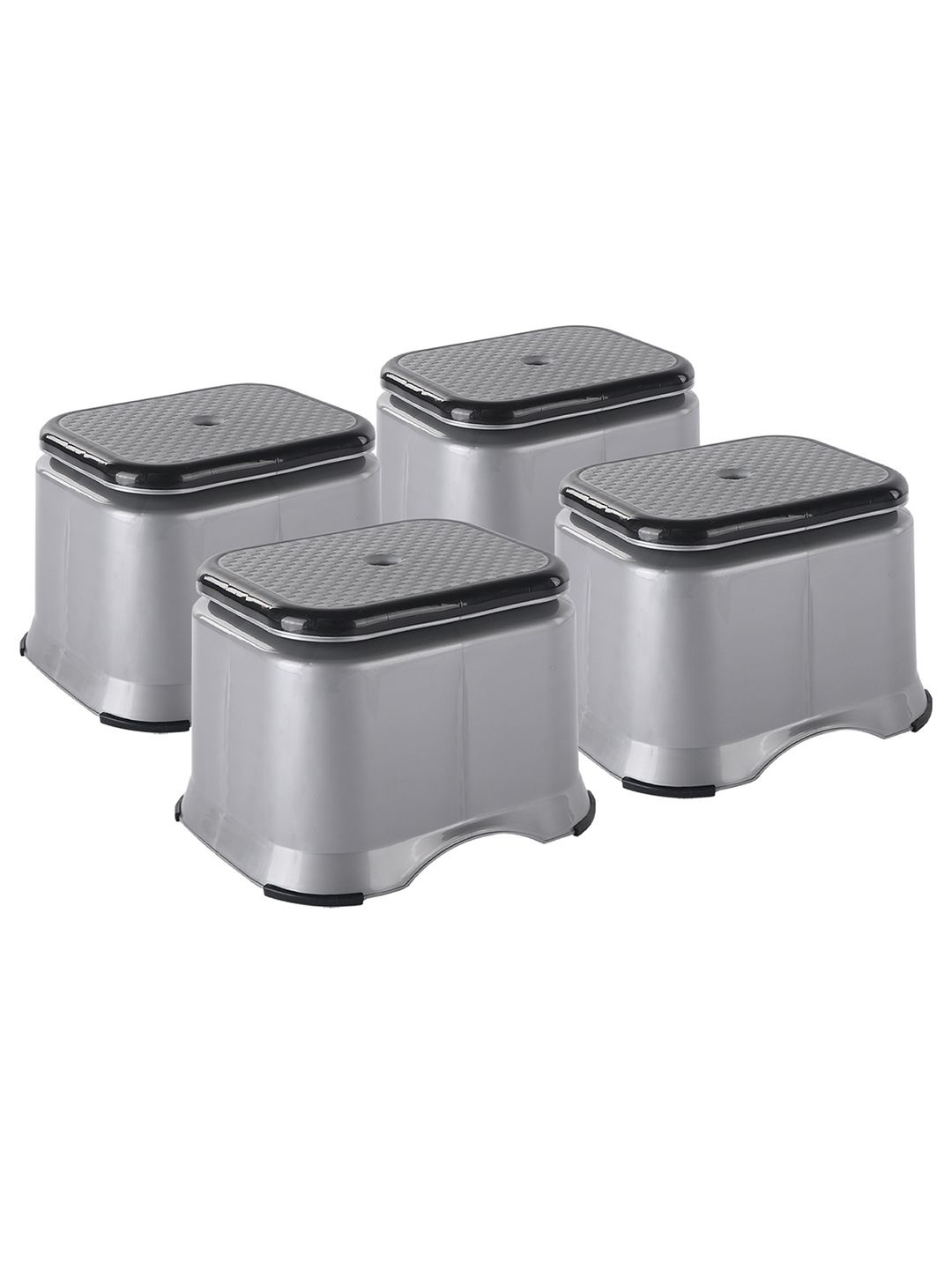

Kuber Industries Grey & Black 4 Pieces Anti-Slip Bathroom Stools