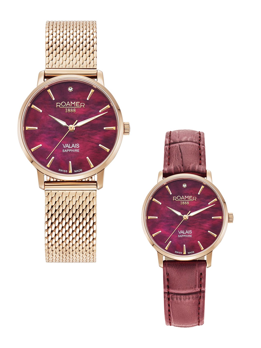 

ROAMER Women Mother of Pearl Brass Dial Reset Time Analogue Watch 989847 46 60 05, Red
