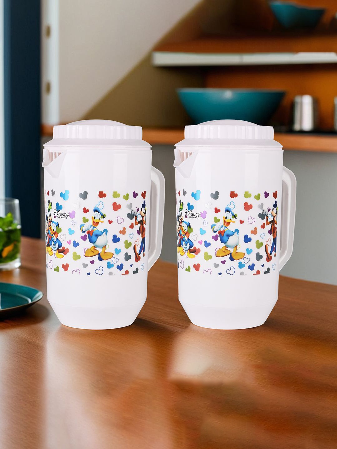 

Kuber Industries Pack of 2 Disney Team Printed Water Jugs 2 L Each, White