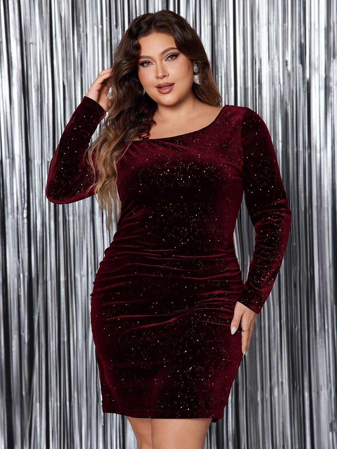 

StyleCast Curve Sequin Embellished Bodycon Dress, Maroon