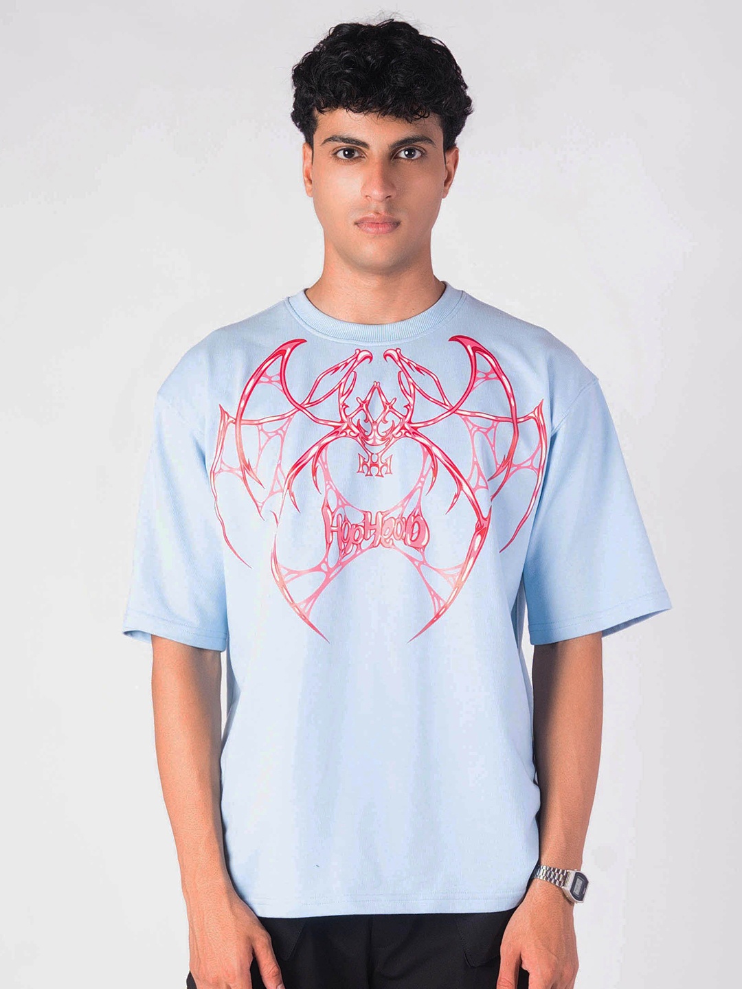 

Hop Head Alien Web Oversized Graphic T-Shirt, Blue