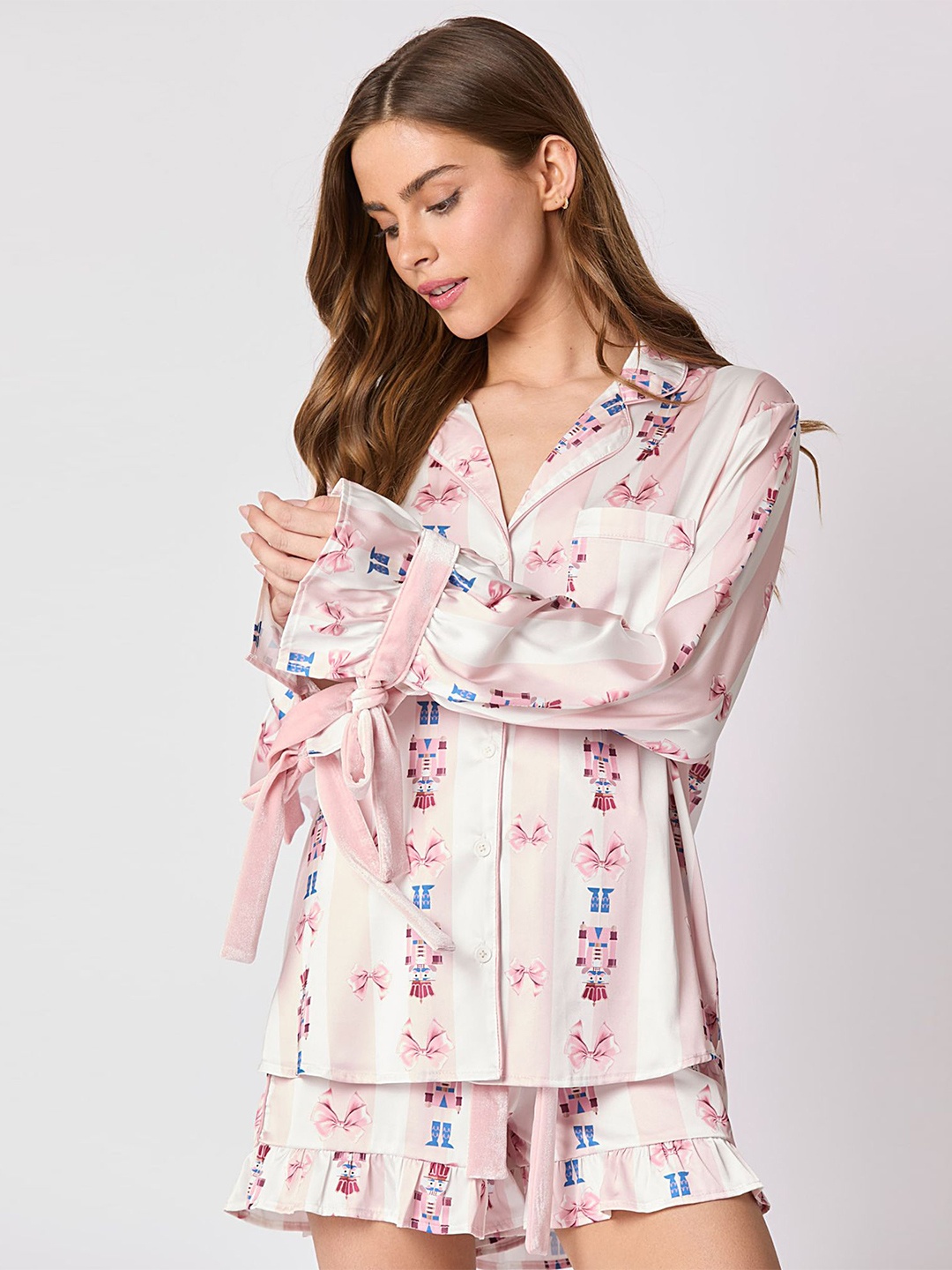 

LULU & SKY Graphic Printed Night Suits, Pink