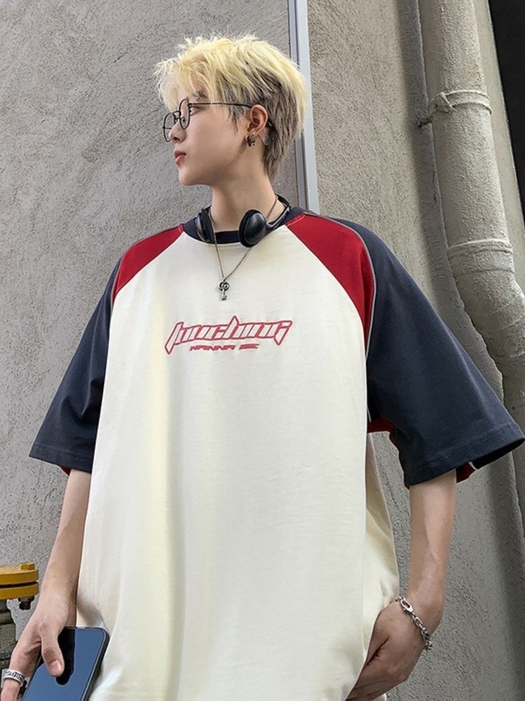 

HERE&NOW Men Typography Printed Round Neck Oversized T-shirt, Cream
