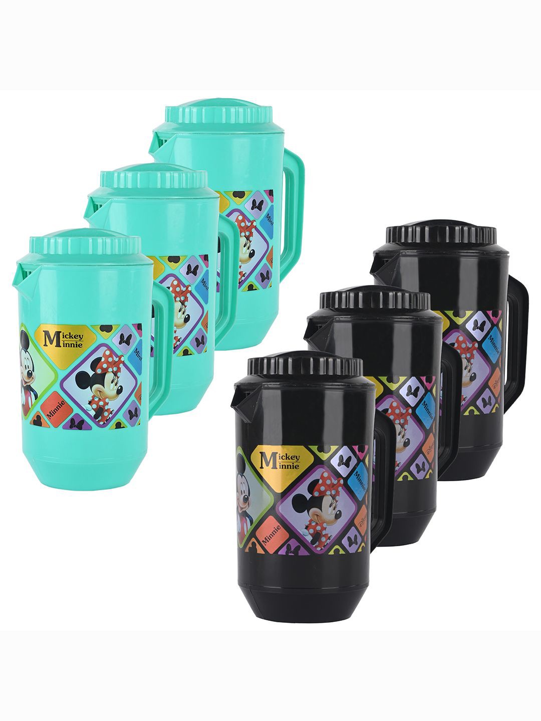 

Kuber Industries Pack of 6 Disney Team Printed Water Jugs 2 L Each, Green