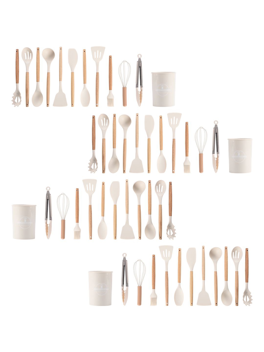

Kuber Industries White 48 Pcs (with Holder) Silicone Nonstick Spatula Set