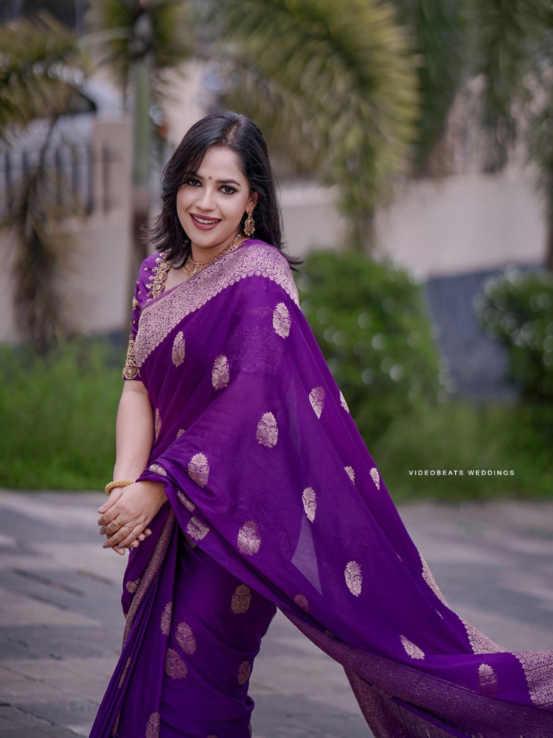 

Visit Wear Woven Design Zari Pure Silk Banarasi Saree, Purple