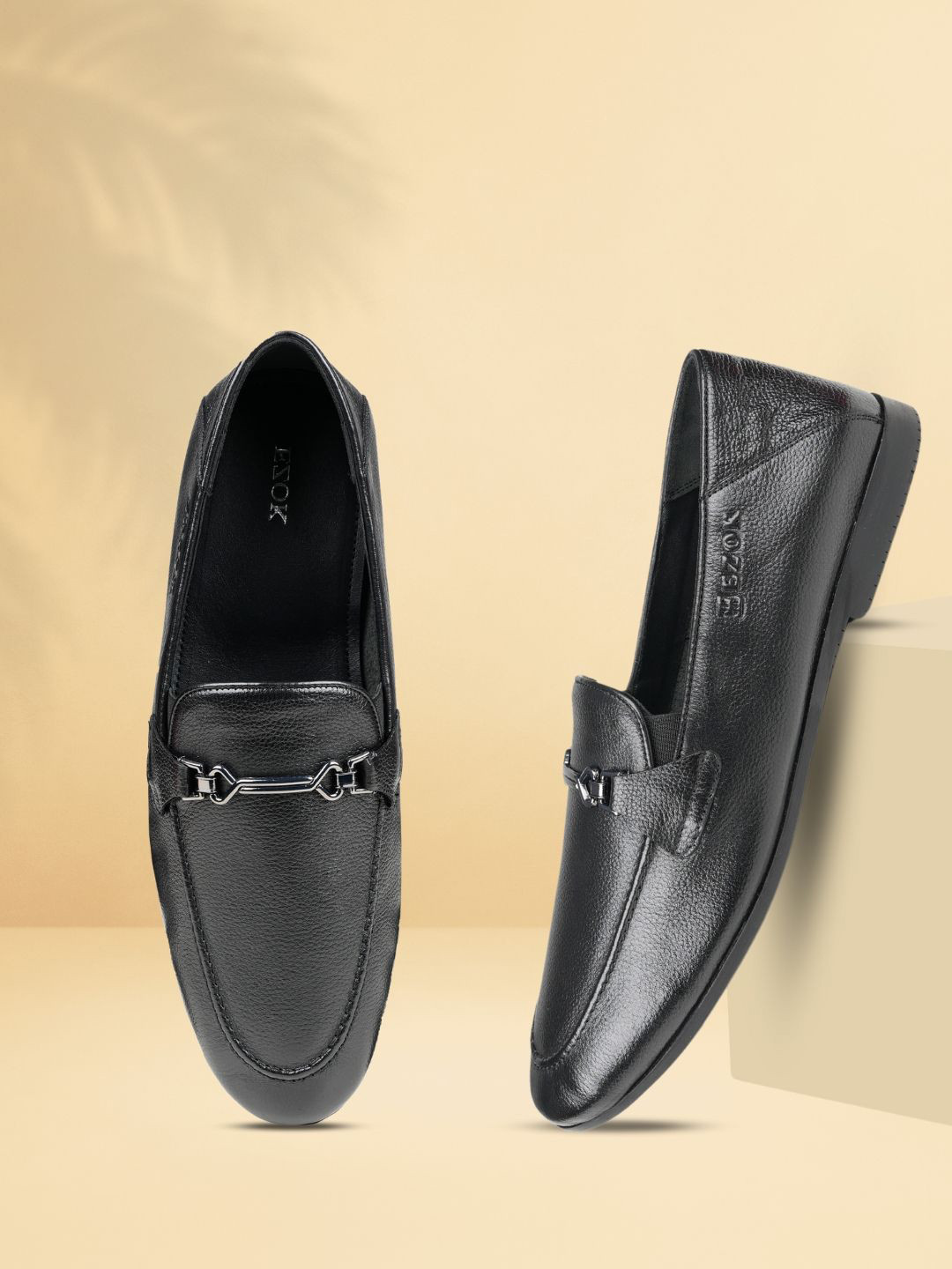 

EZOK Men Leather Loafers, Black