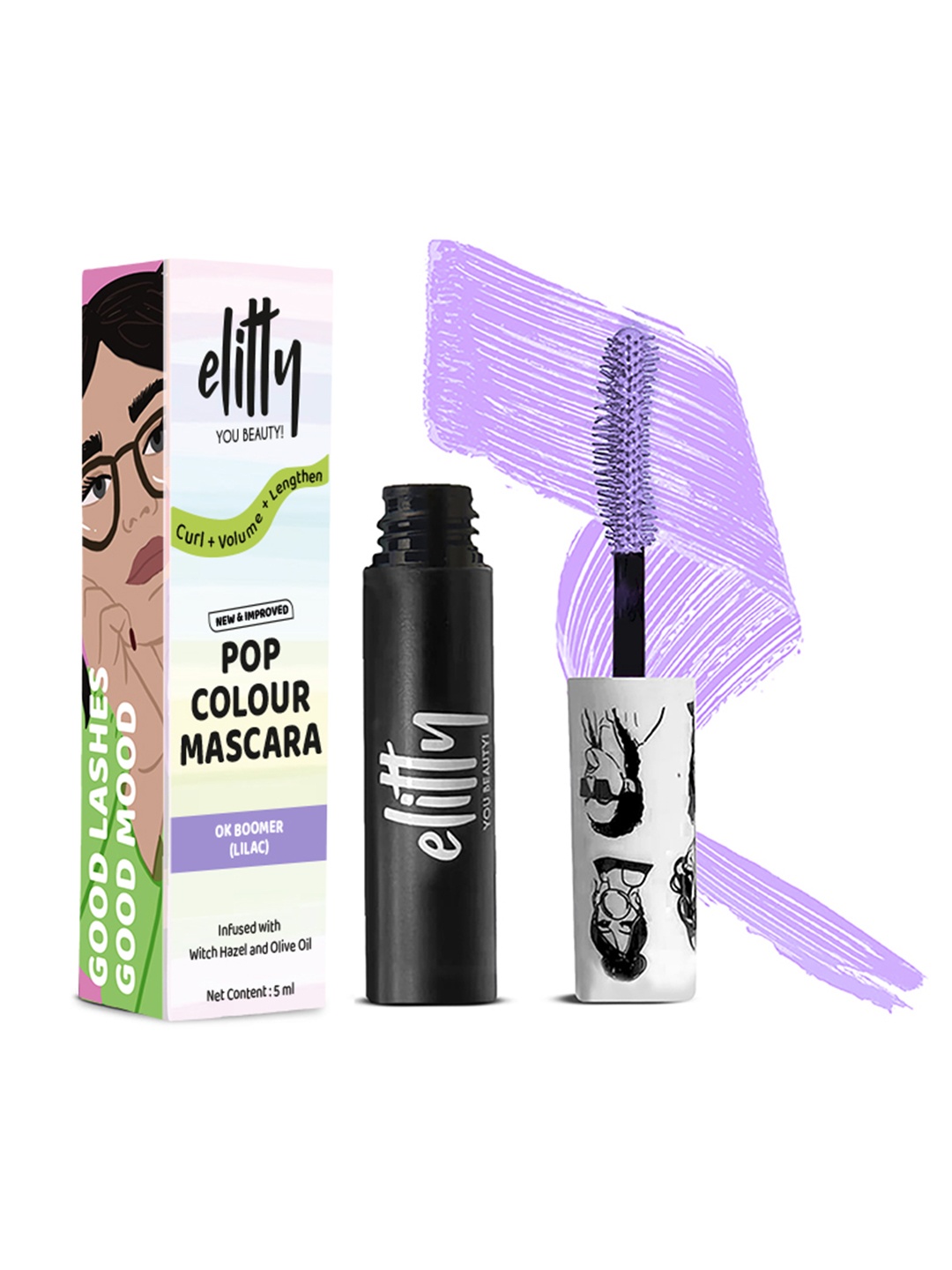 

Elitty Teen Pop Lush Lashes Mascara With Olive Oil - 5ml - Ok Boomer, Purple