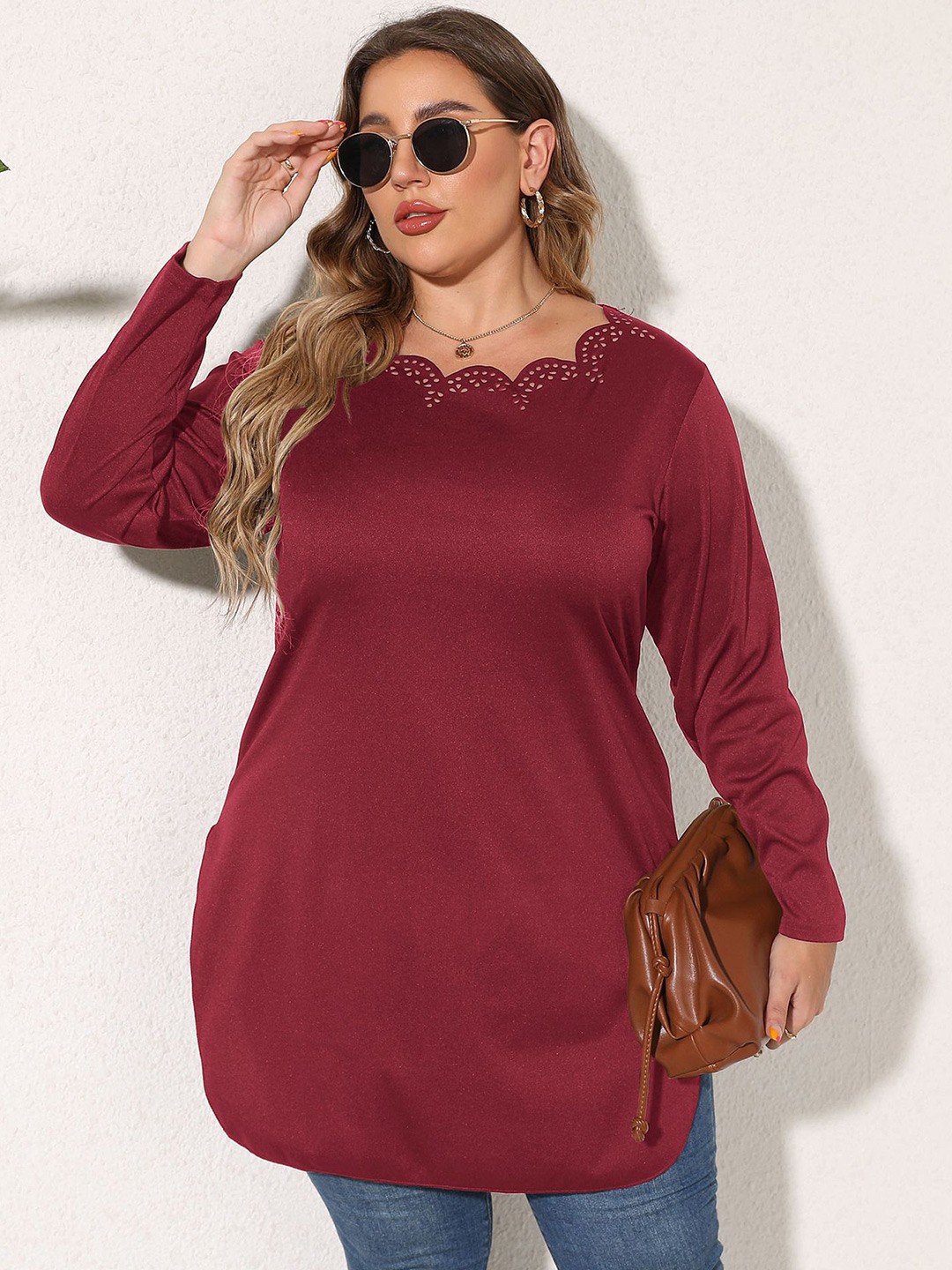 

StyleCast Curve Longline Top, Red