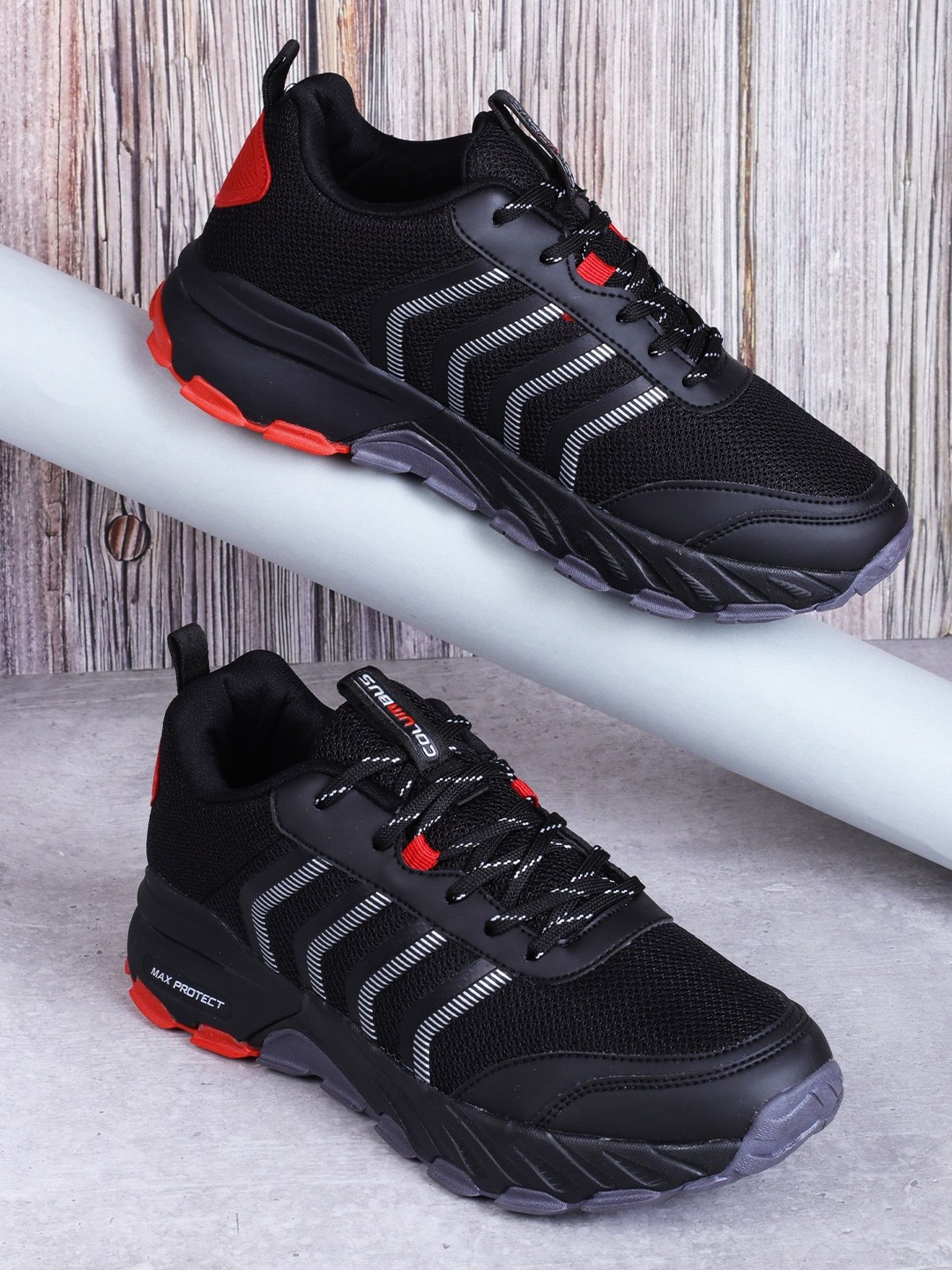 

Columbus Men Mesh Running Non-Marking Sports Shoes, Black