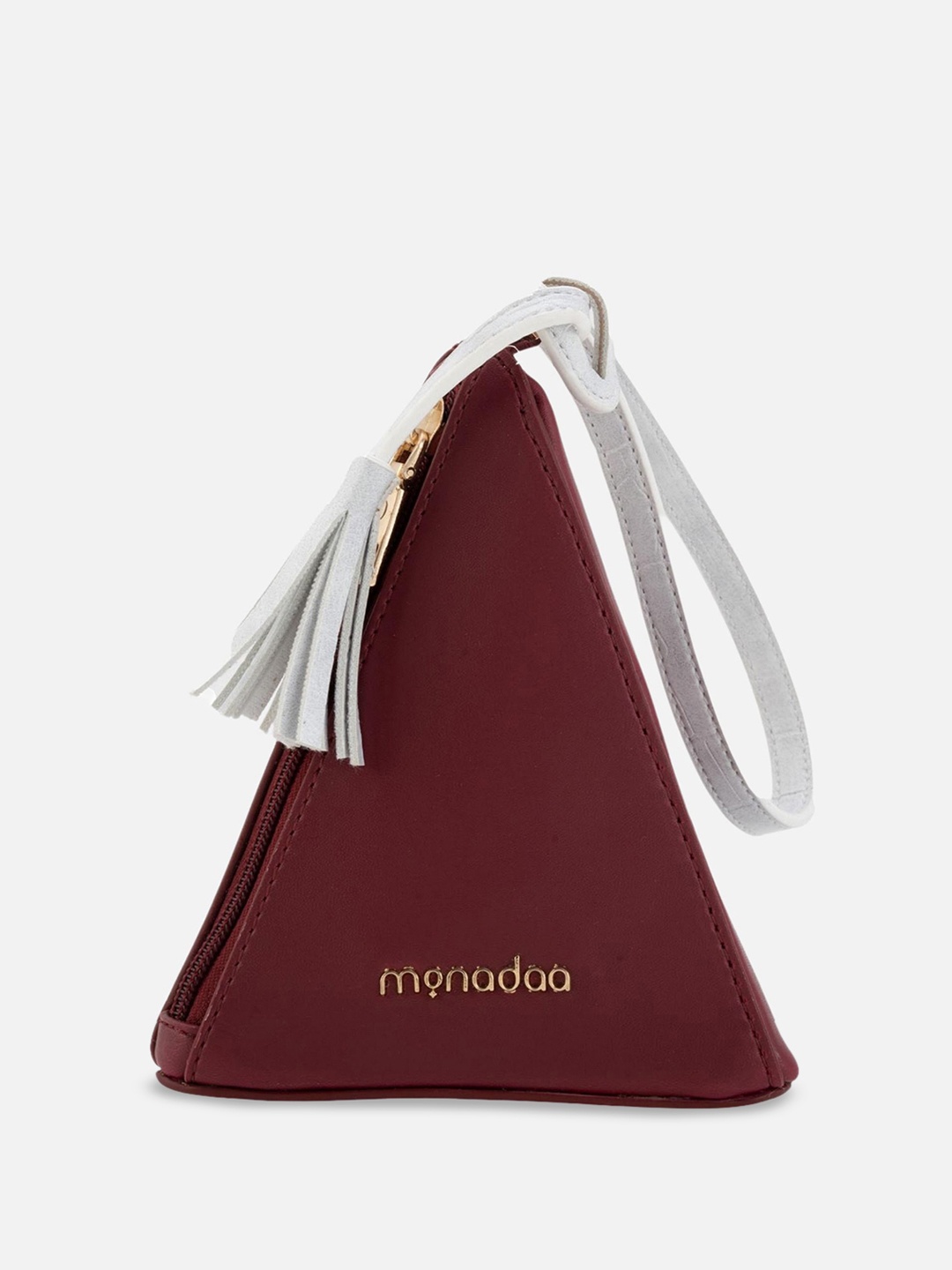 

Monadaa Bucket Handheld Bag with Tasselled, Maroon