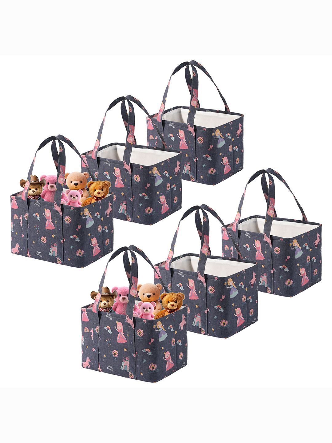 

Kuber Industries Purple Set of 6 Regular Tote Basket Organisers