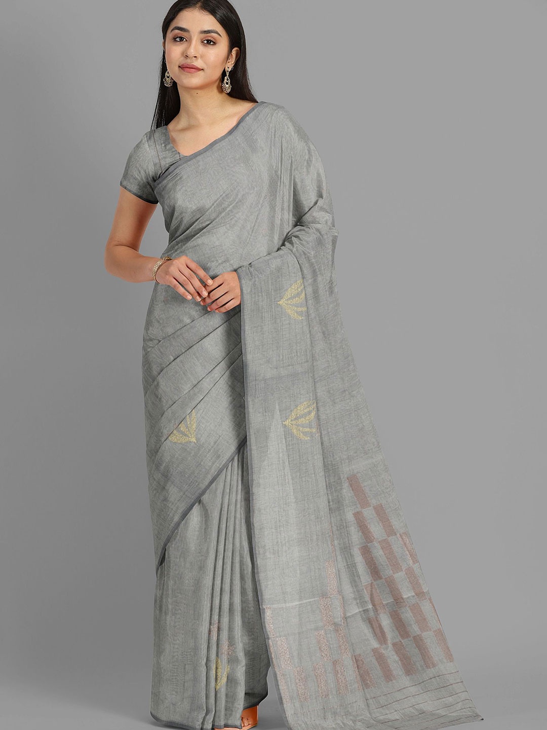 

The Chennai Silks Floral Fusion Maheshwari Saree, Grey