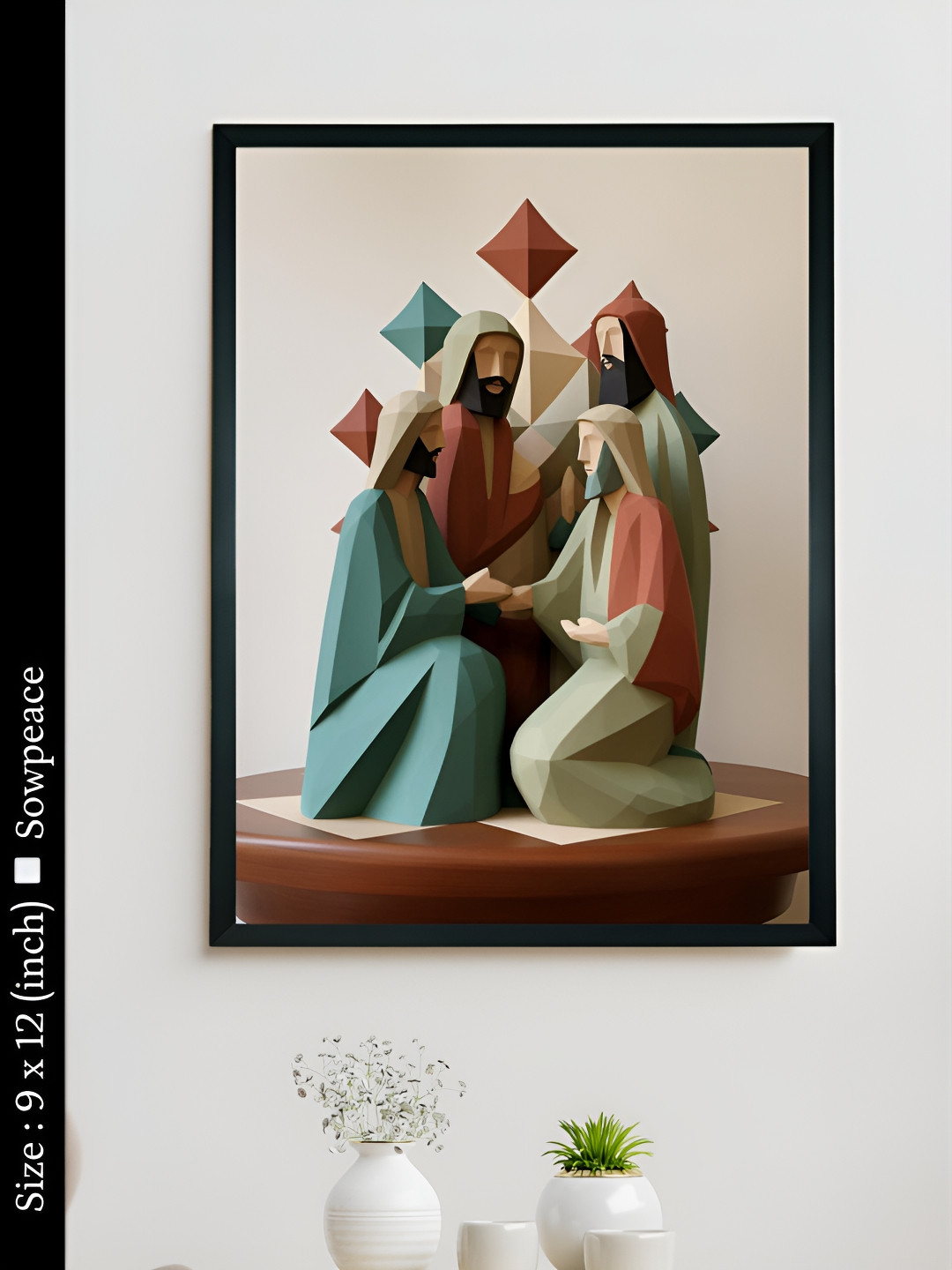 

SOWPEACE Beige & Blue 1 Piece Canvas Religious Wall Photographs
