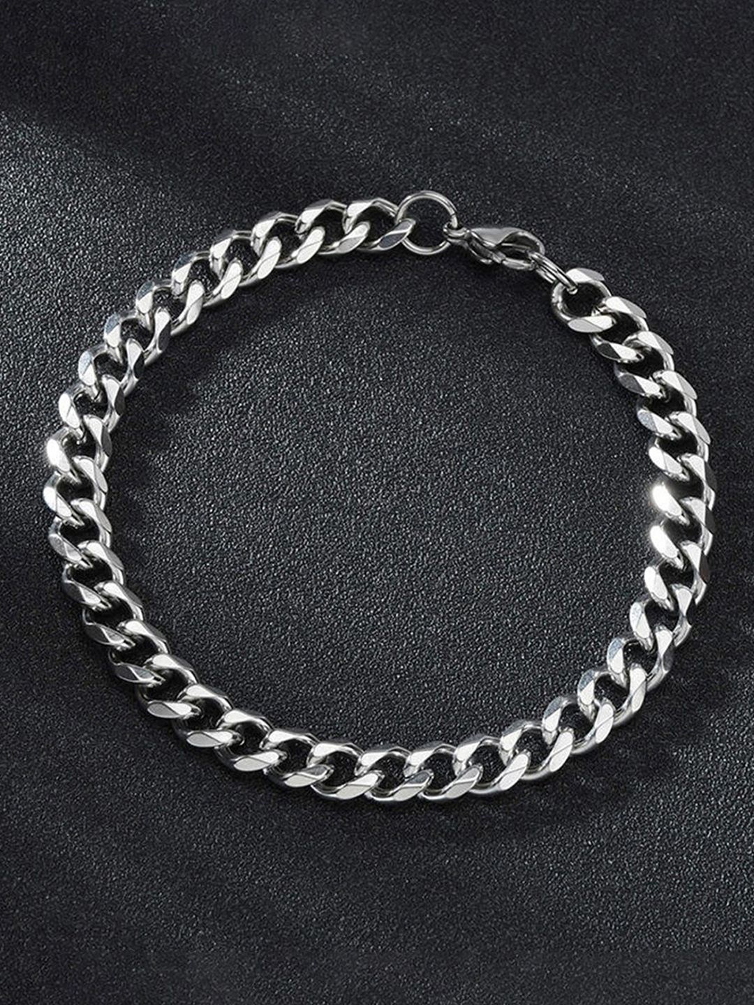 

Peora Men Silver-Plated Stainless Steel Openable Link Bracelet