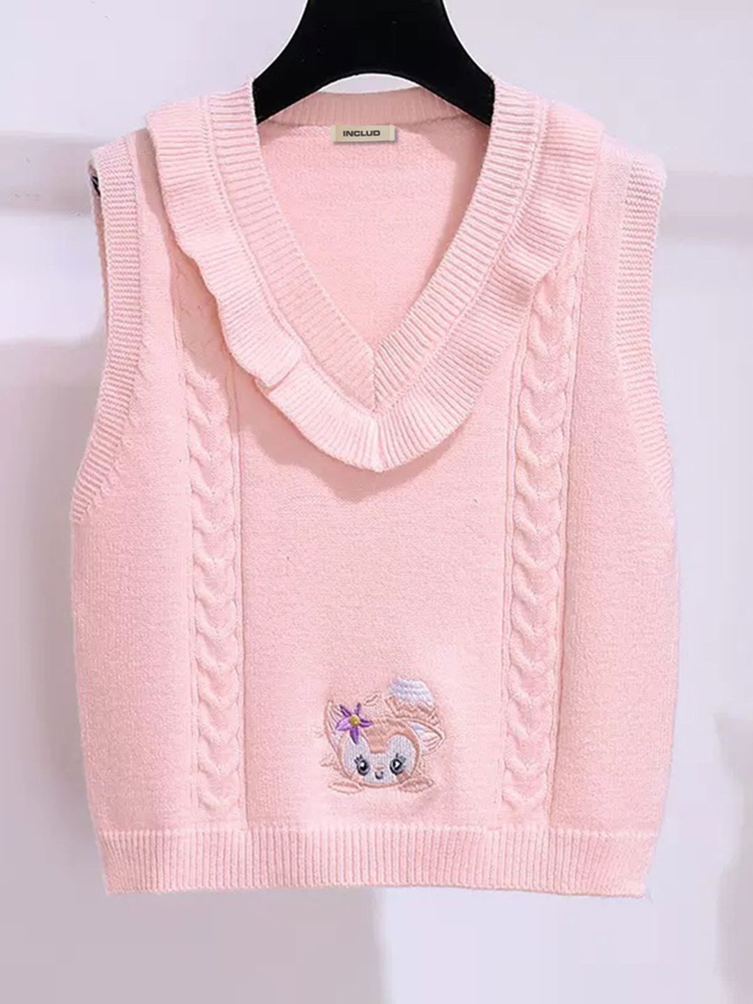 

INCLUD Girls Cable Knit Sweater Vest, Pink