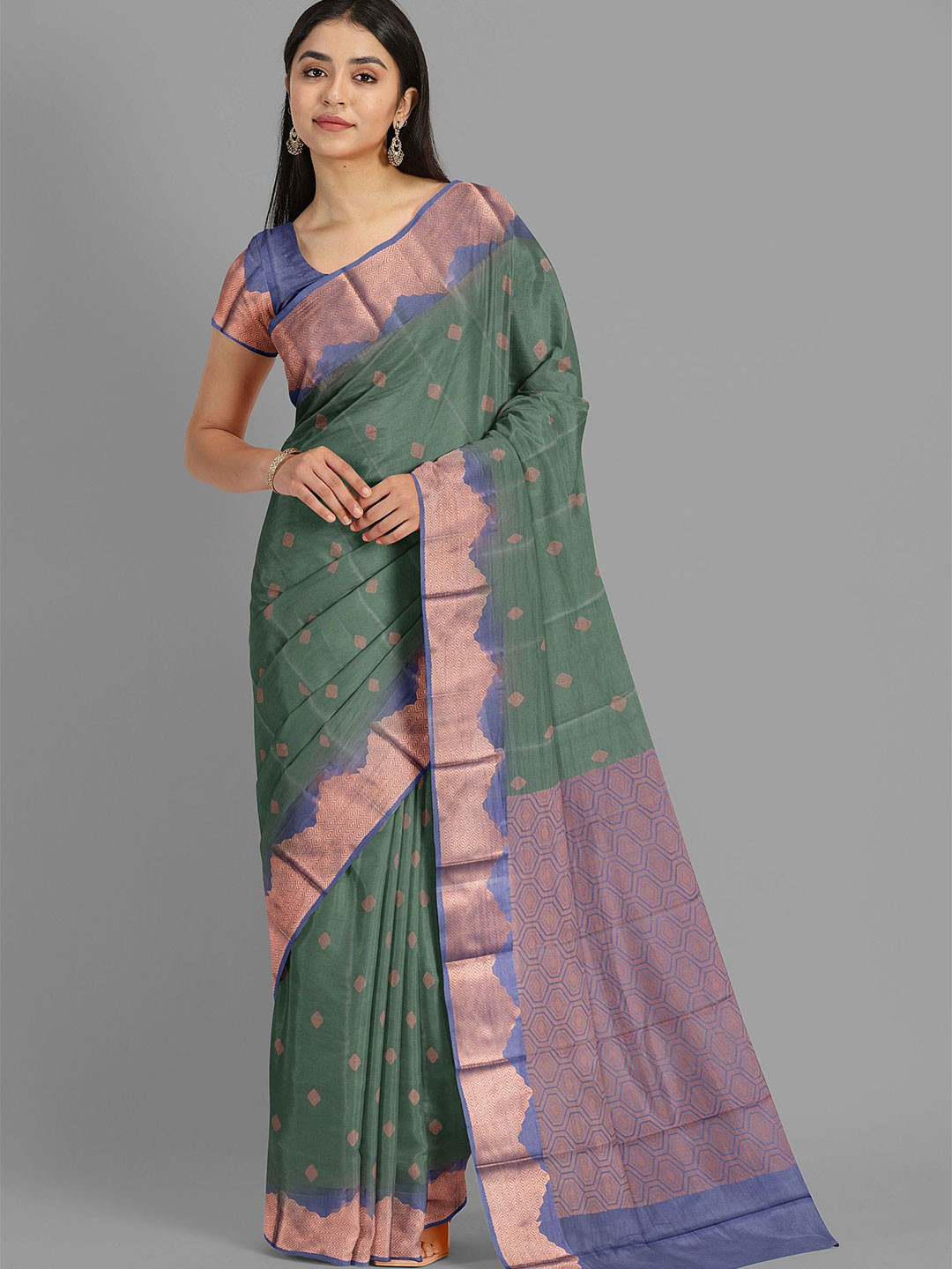 

The Chennai Silks Woven Design Kanjeevaram Saree, Green