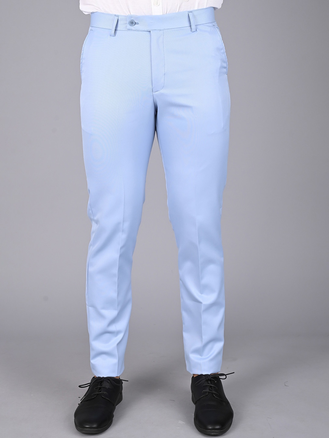 

MANCREW Men Smart Regular Fit Easy Wash Cotton Formal Trousers, Blue