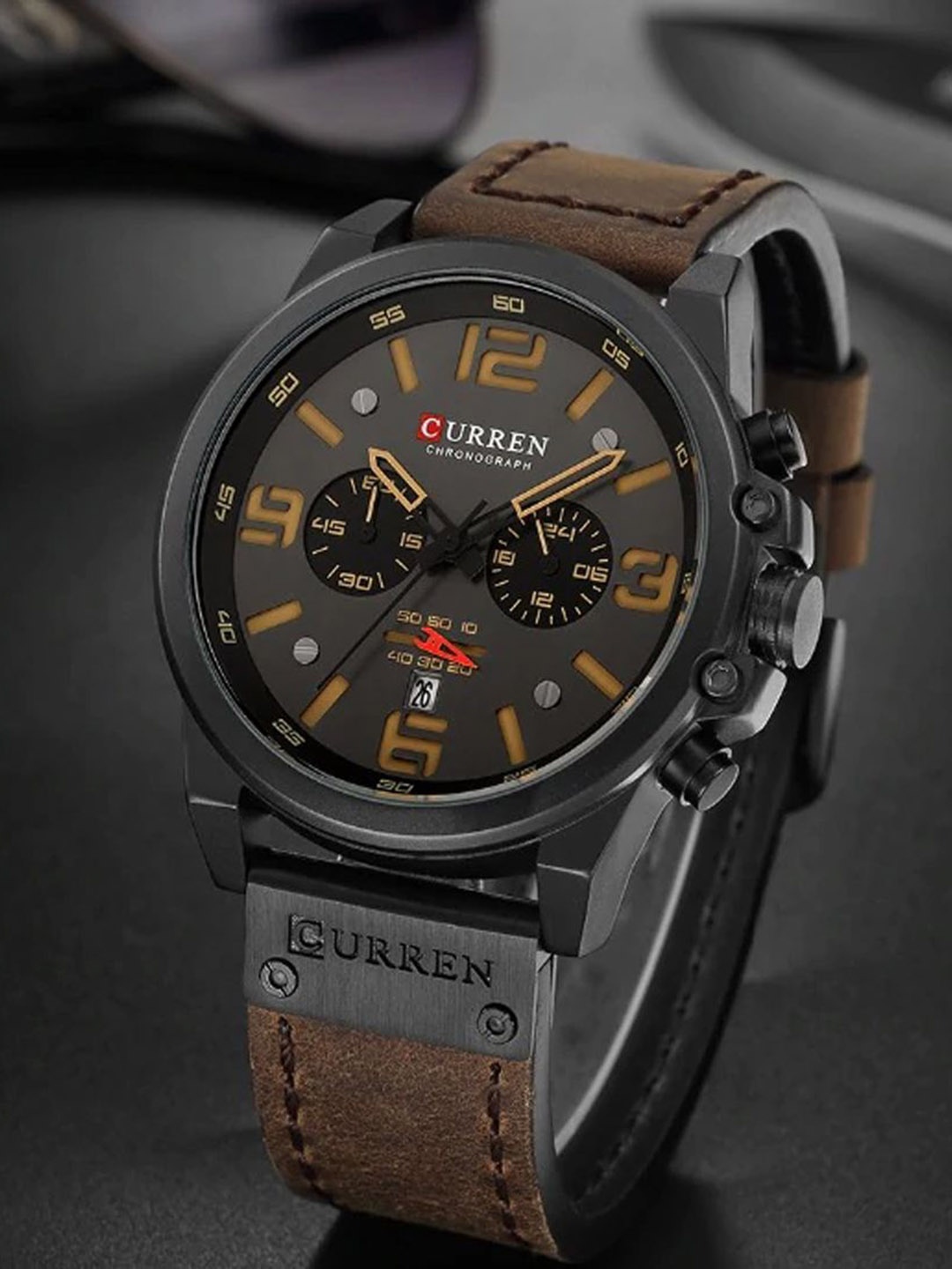 

Curren Men Brass Dial & Leather Straps Analogue Watch 67-LPKY-BBJM, Brown