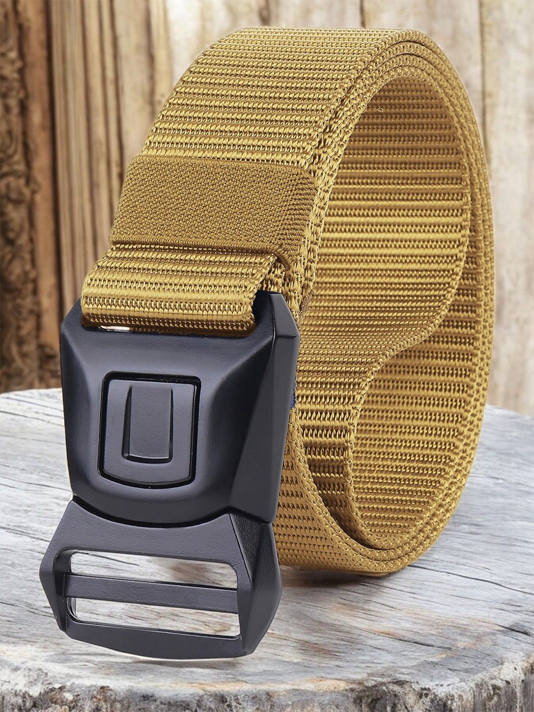 

glitchez Men Woven Design Belt, Gold