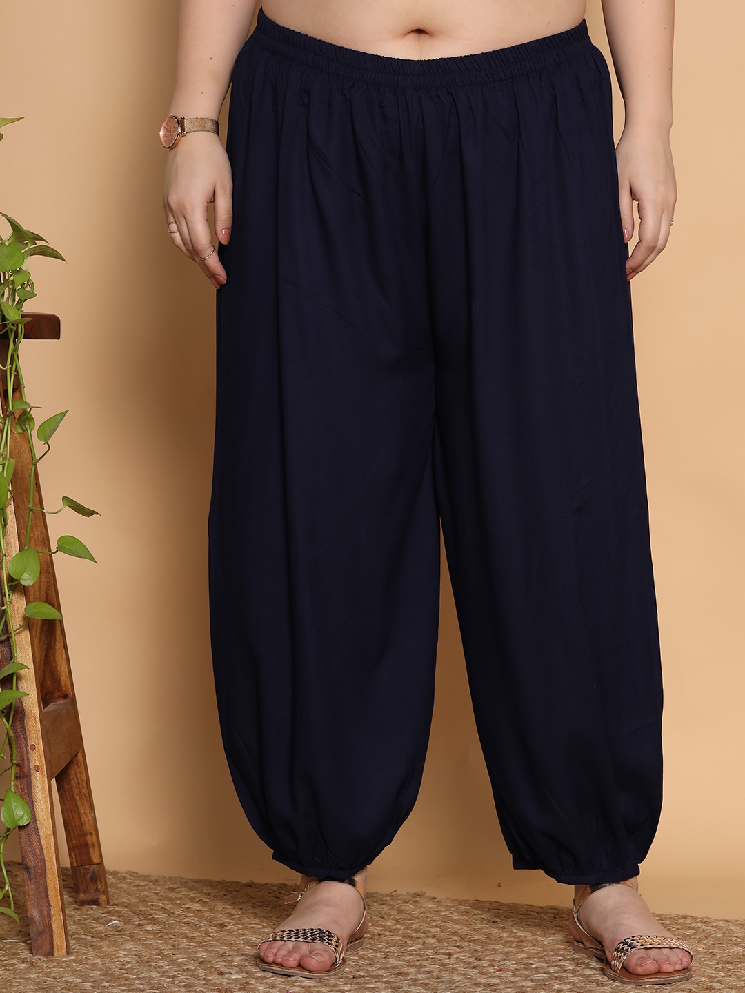 

LetsDressUp Women Loose Fit Viscose Rayon Salwar, Navy blue