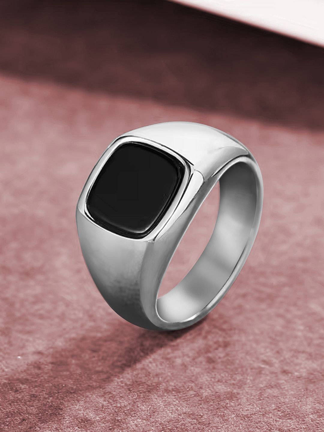 

Peora Sliver-Plated Stainless Steel Stone-Studded Finger Ring, Silver